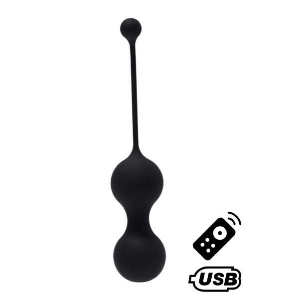 MINA Noir, Boules de Geisha en silicone médical USB avec télécommande 